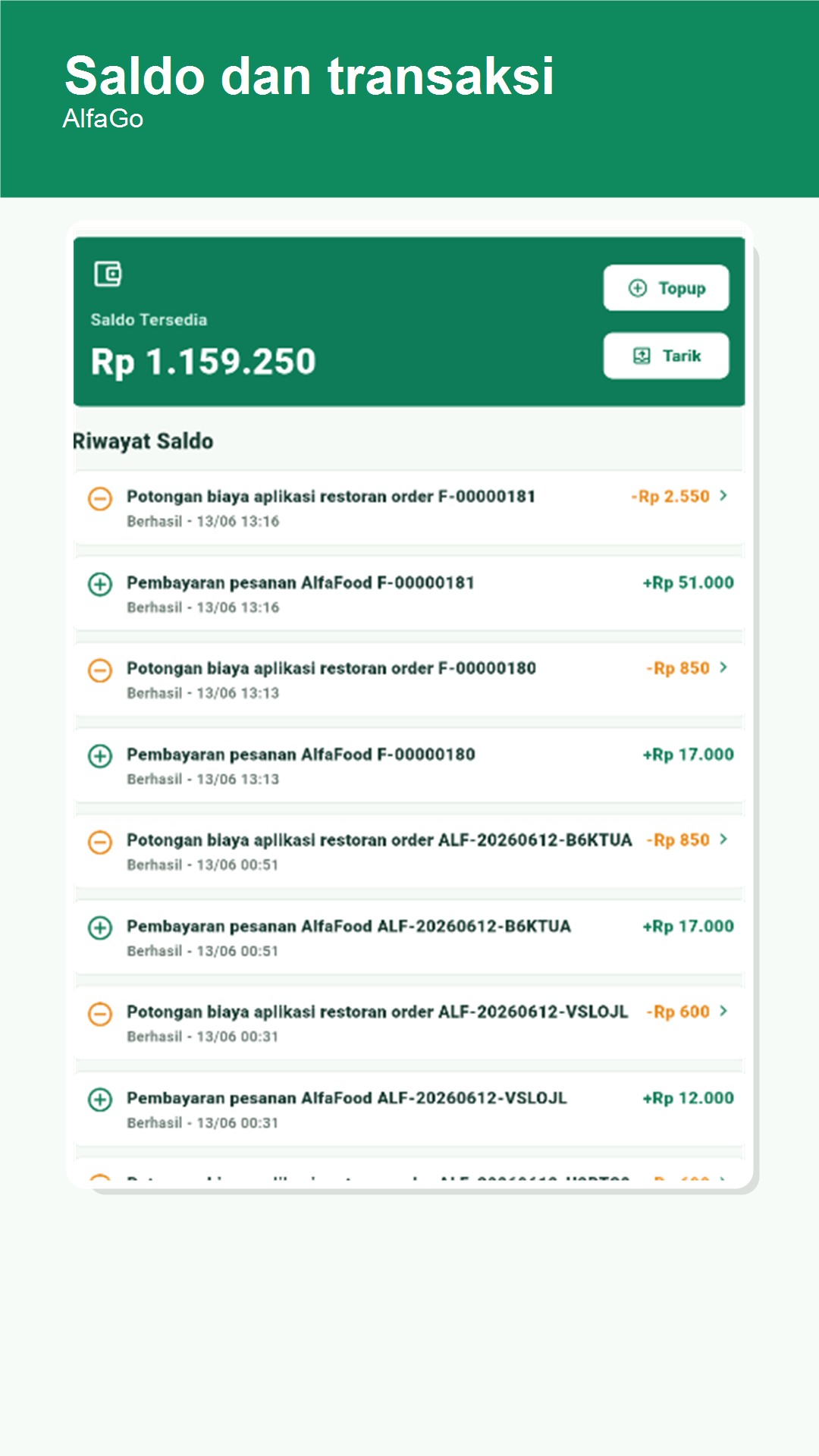 Tampilan order AlfaGo